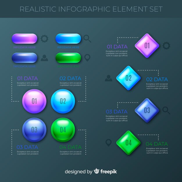 Pack of glossy infographic elements