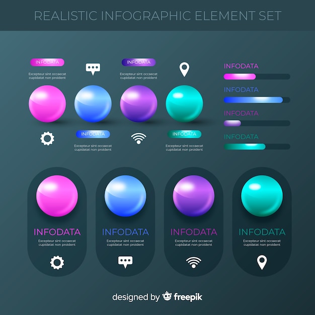 Pack of glossy infographic elements