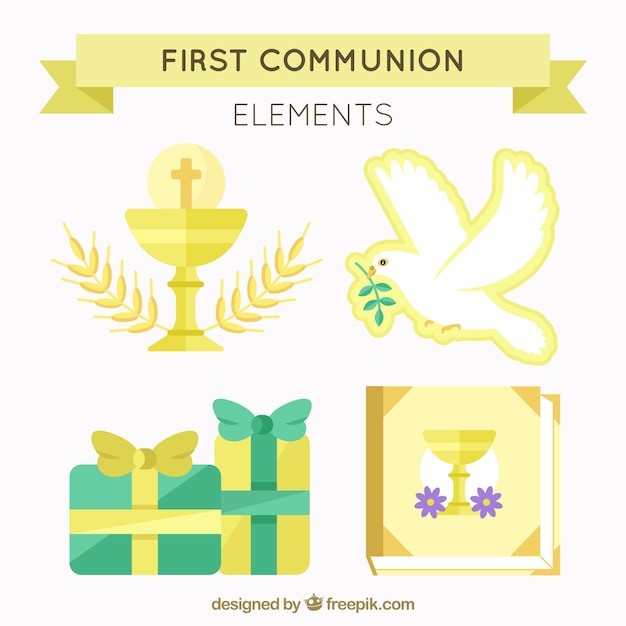 Pack of golden first communion elements