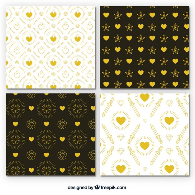 Pack of golden hearts patterns