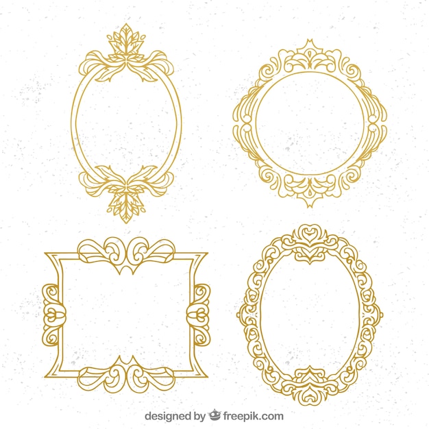 Pack of golden ornamental frames