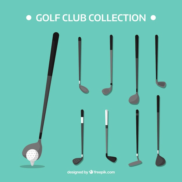 Free Vector pack of golf clubs of different types