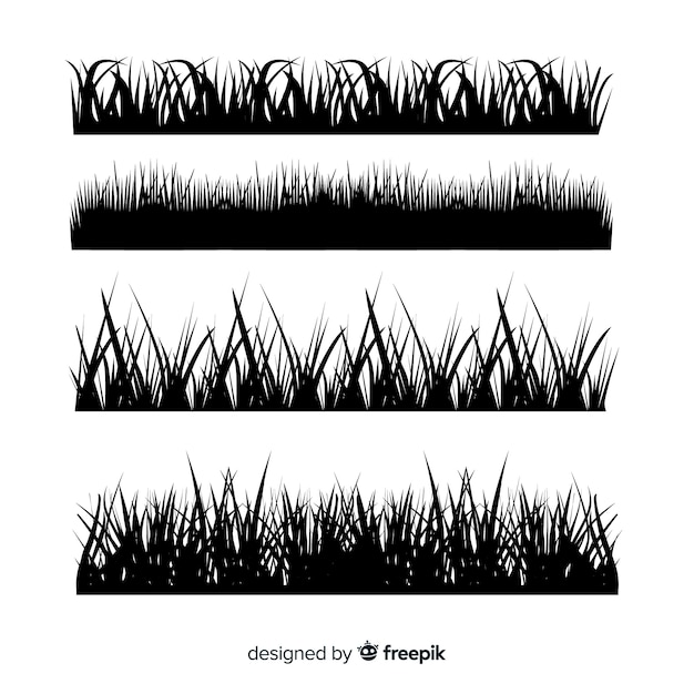 Pack of grass border silhouettes