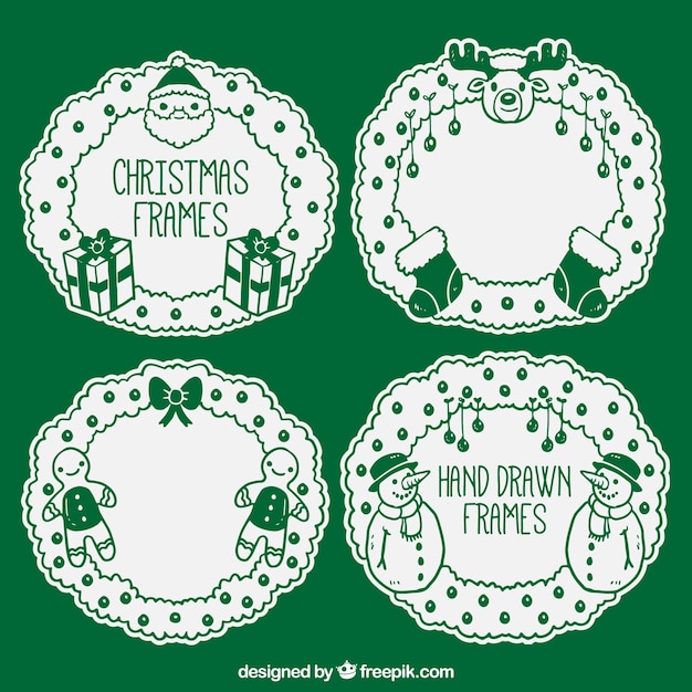 Free Vector pack of green christmas frames