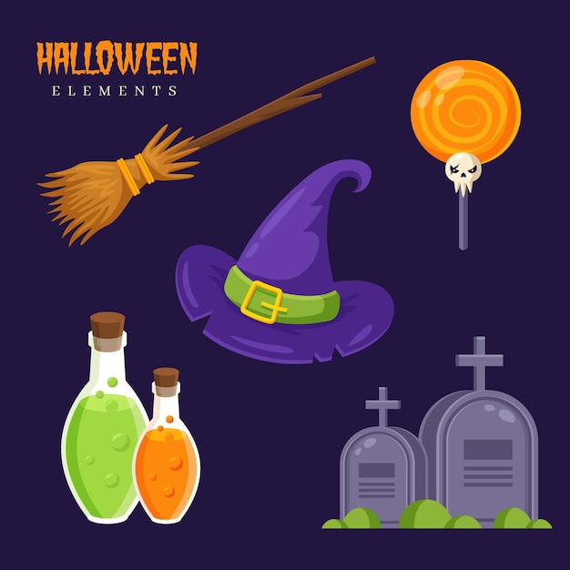 Free Vector pack of halloween elements