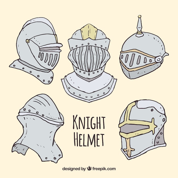 Free Vector pack of hand drawn armor helmets