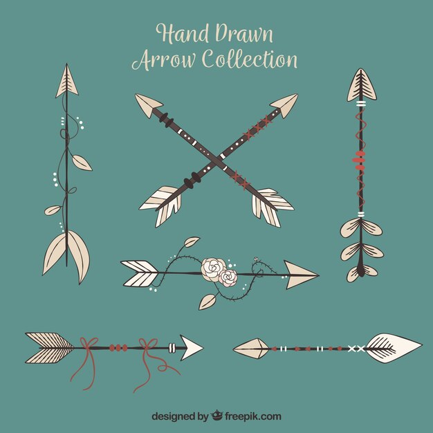 Pack of hand drawn arrows in ethnic style