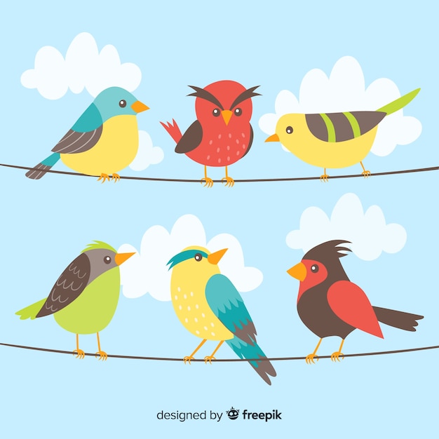 Free Vector pack of hand drawn birds