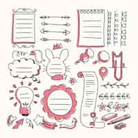 Free vector pack of hand drawn bullet journal elements