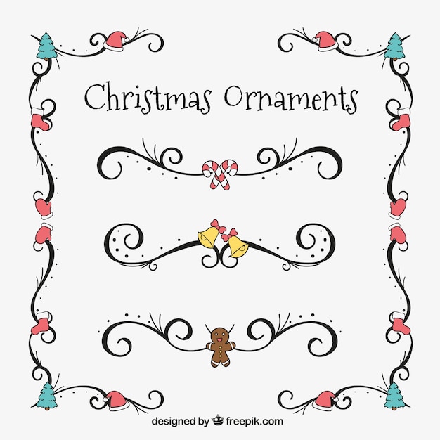 Pack of hand-drawn christmas borders