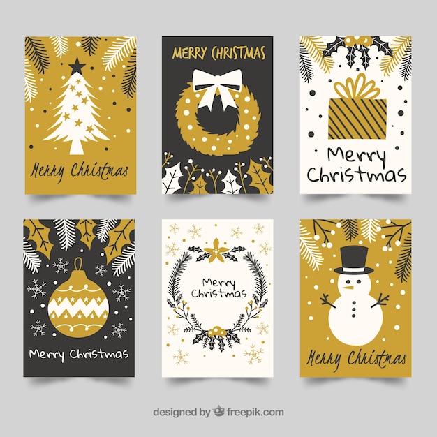 Free vector pack of hand drawn christmas cards