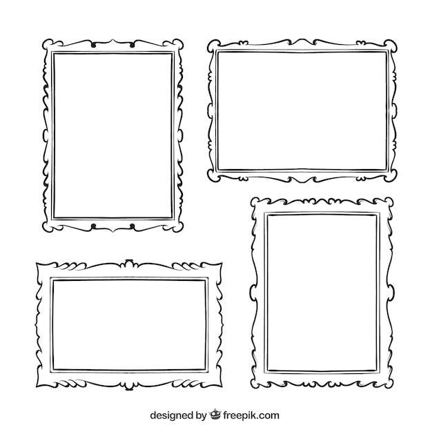 Free Vector pack of hand-drawn decorative photo frames