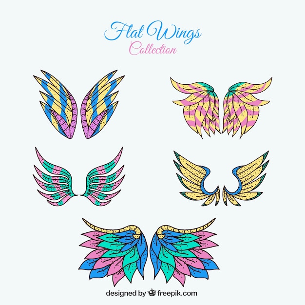 Free vector pack of hand drawn fantastic wings