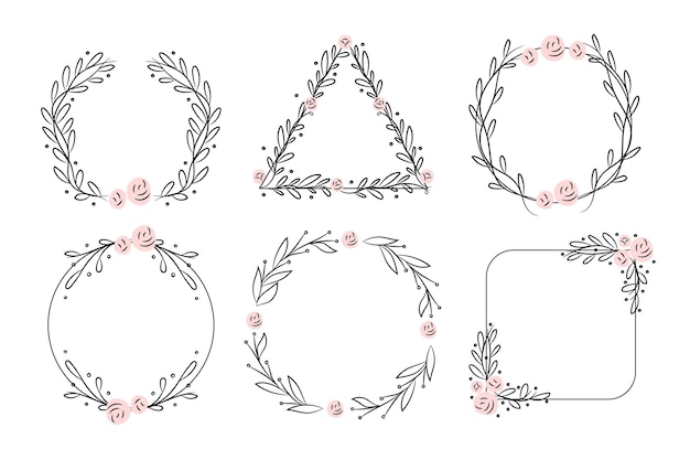 Pack of hand drawn floral frames