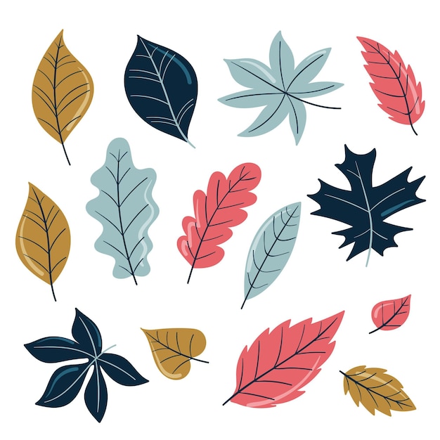 Free Vector pack of hand drawn forest leaves