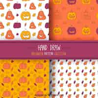 Free vector pack of hand drawn halloween patterns