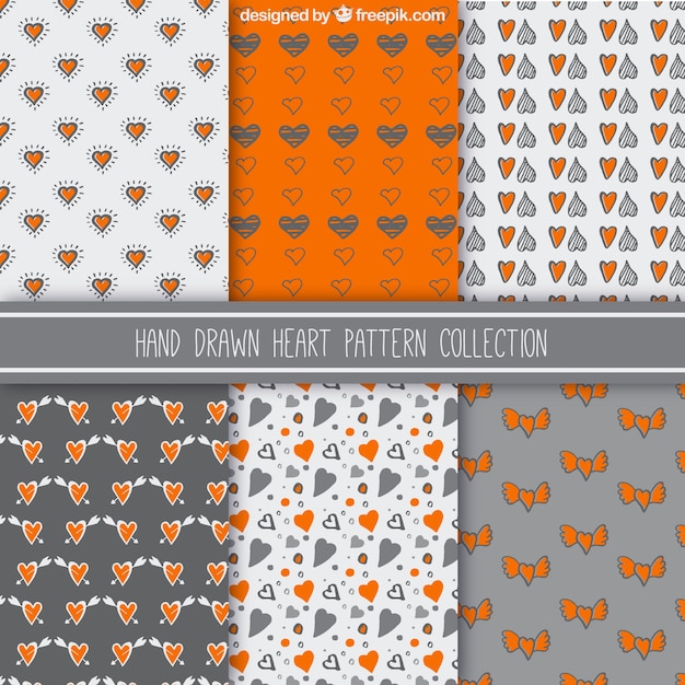 Free Vector pack of hand drawn hearts patterns