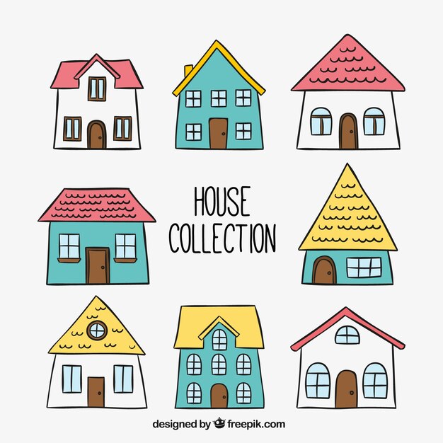 Pack of hand drawn houses 