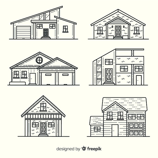 Pack of hand drawn houses