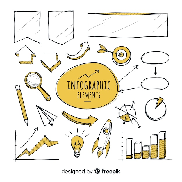 Free Vector pack of hand drawn infographic elements