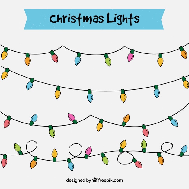 Pack of hand drawn lights garlands