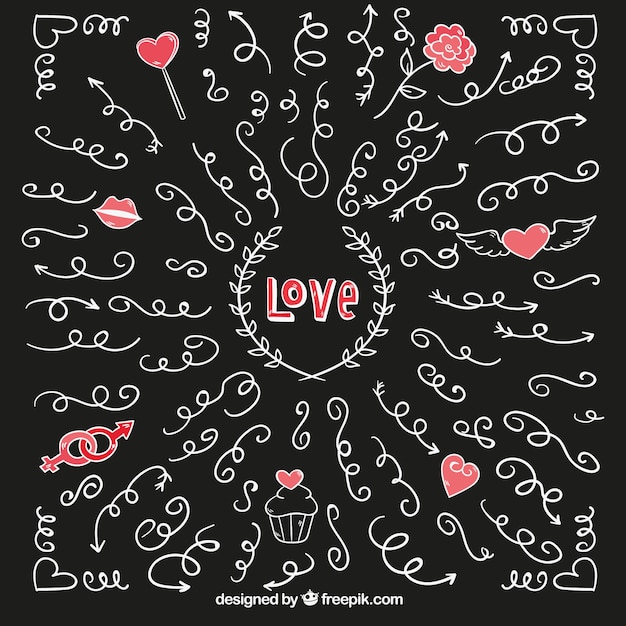 Free vector pack of hand drawn love ornaments