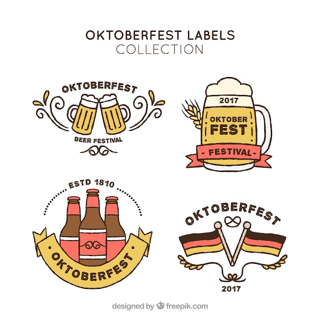 Pack of hand drawn oktoberfest stickers