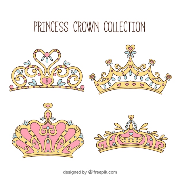 Free vector pack of hand drawn princess ornaments