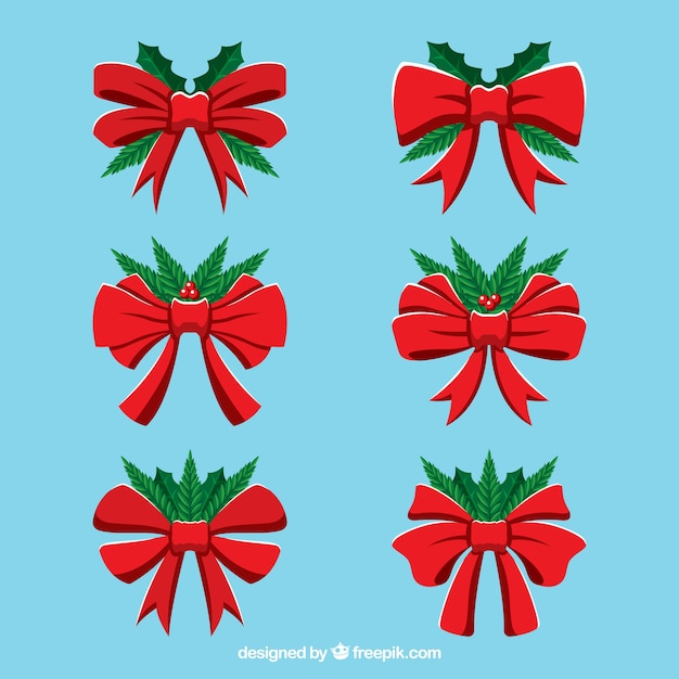 Free Vector pack of hand drawn red bows