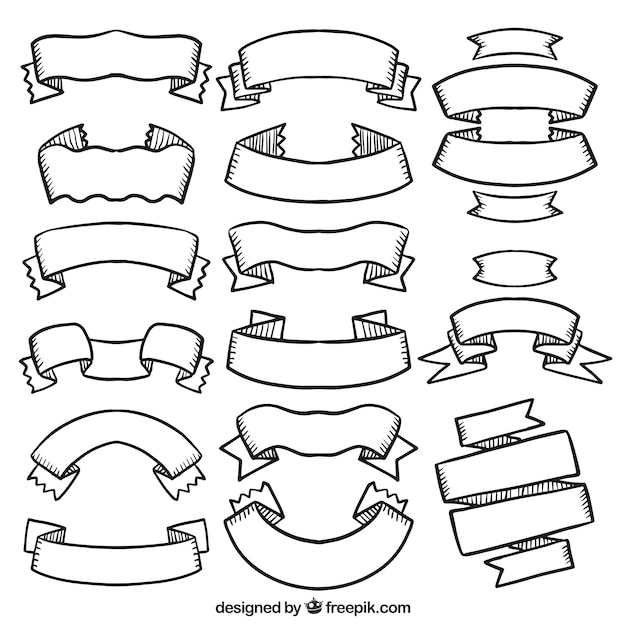 Free Vector pack of hand-drawn ribbons