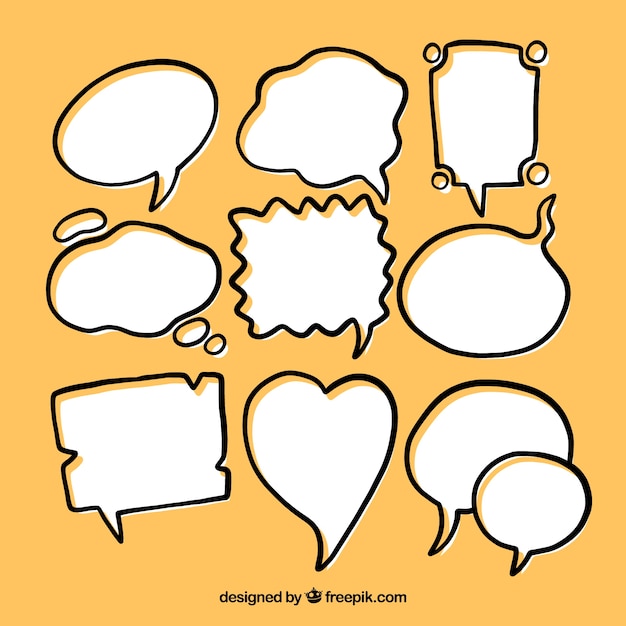 Pack of hand drawn speech bubbles