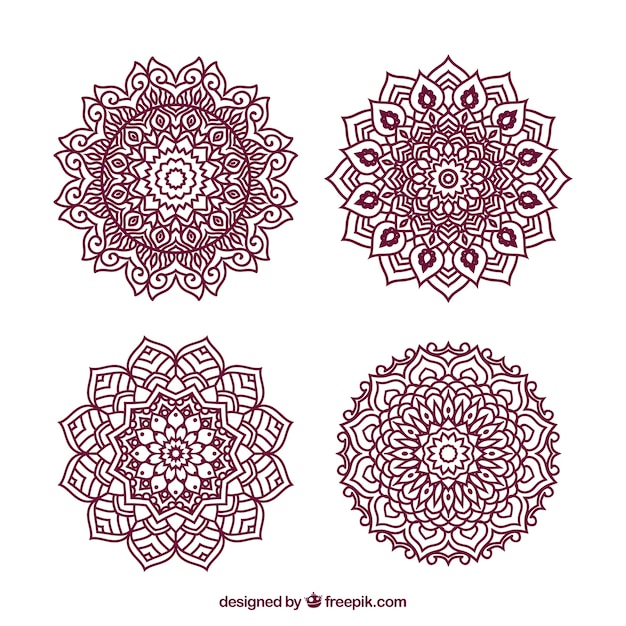 Free Vector pack of hand drawn stylish mandalas 