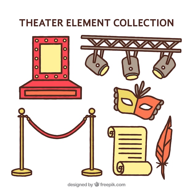 Pack of hand drawn theater elements 