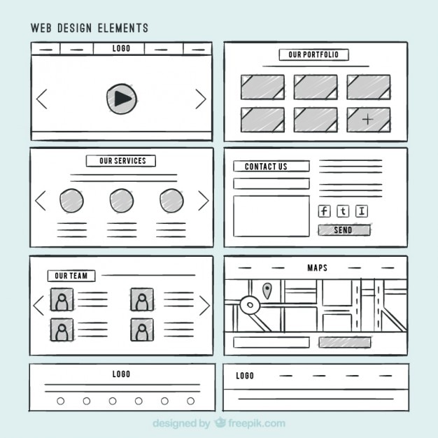 Free vector pack of hand drawn website elements