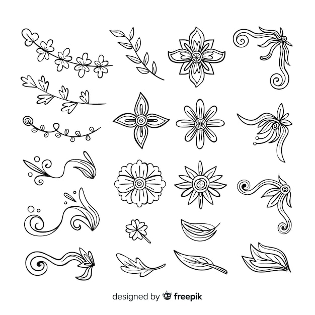 Free vector pack of hand drawn wedding ornaments