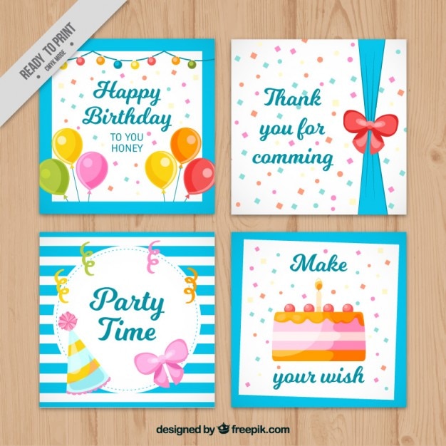 Free Vector pack of hand painted retro birthday cards 