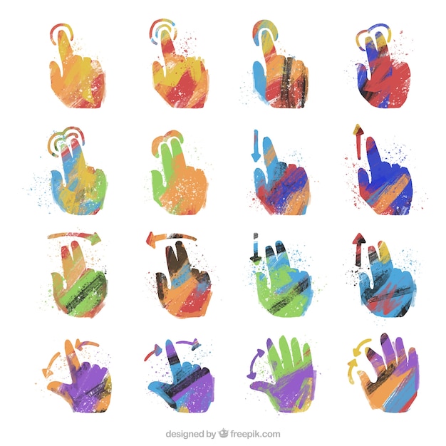 Pack of hands in abstract sign language design