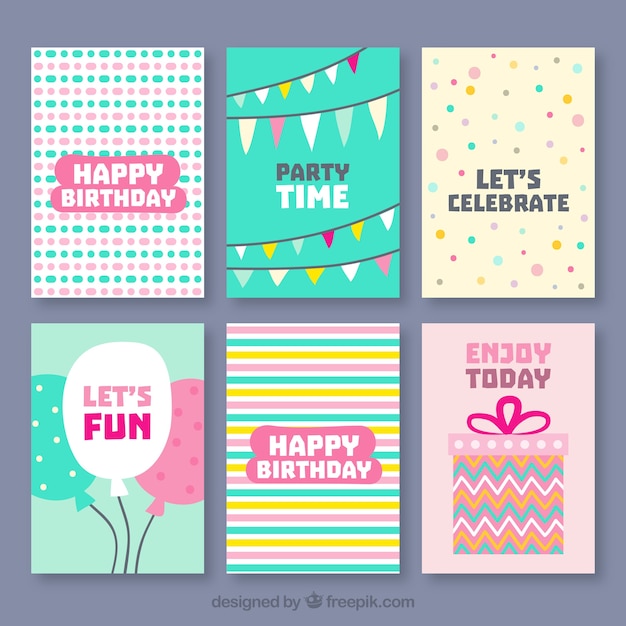 Free Vector pack of happy birthday cards