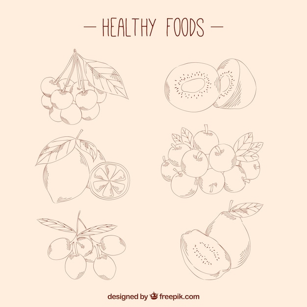 Pack of healthy food sketches