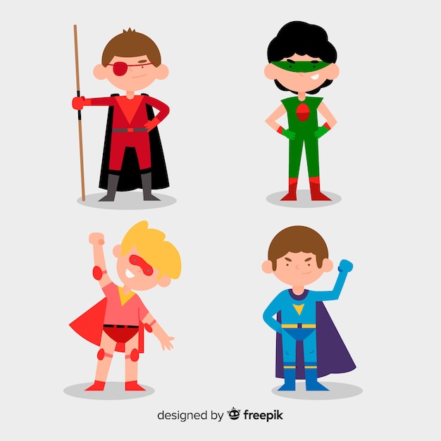 Pack of kids dressed as superheroes