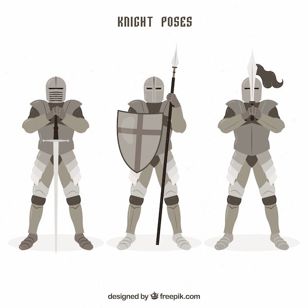 Free vector pack of knights in different positions