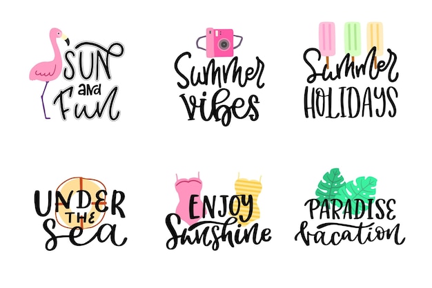 Free vector pack of lettering summer badges