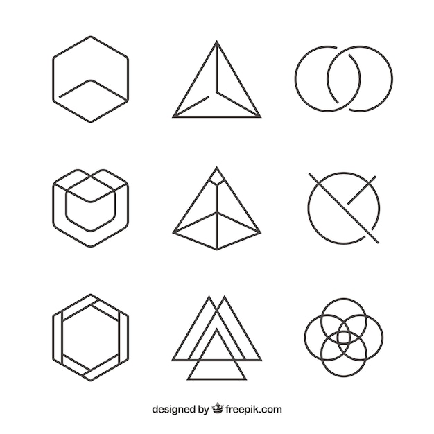 Pack of linear geometric logos