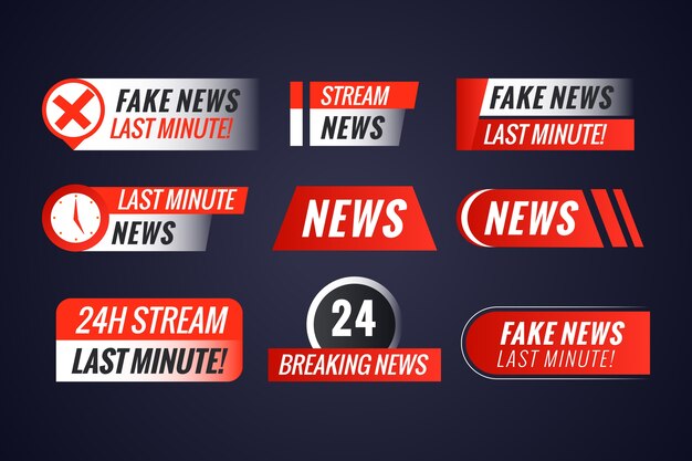 Pack of live streams news banners