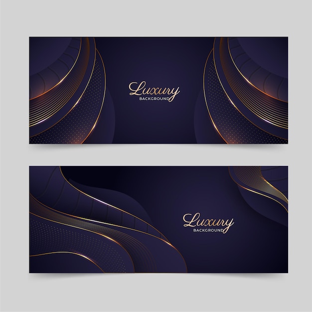 Pack of luxurious banners with golden details