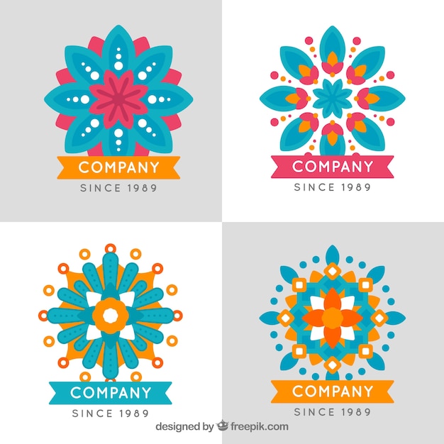 Free Vector pack of mandala logos in flat design