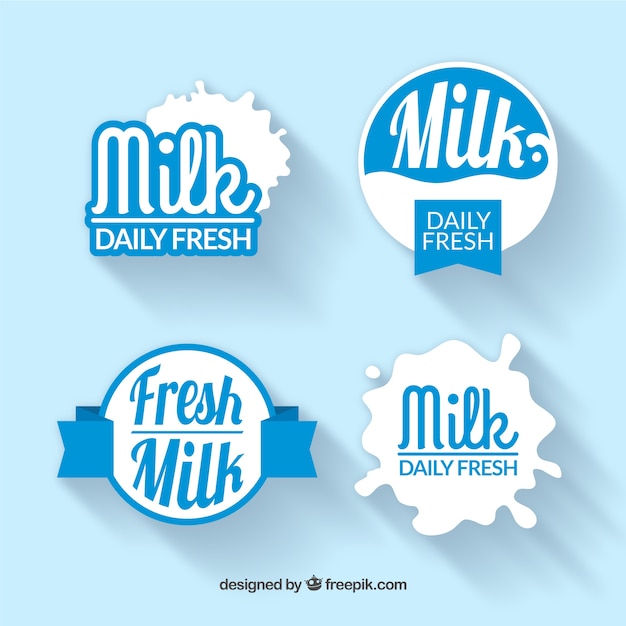 Free vector pack of milk stickers in vintage style