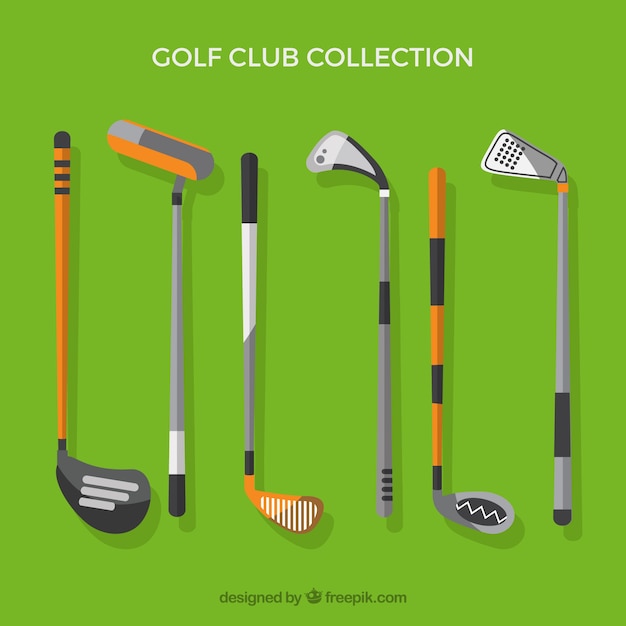 Pack of modern golf clubs