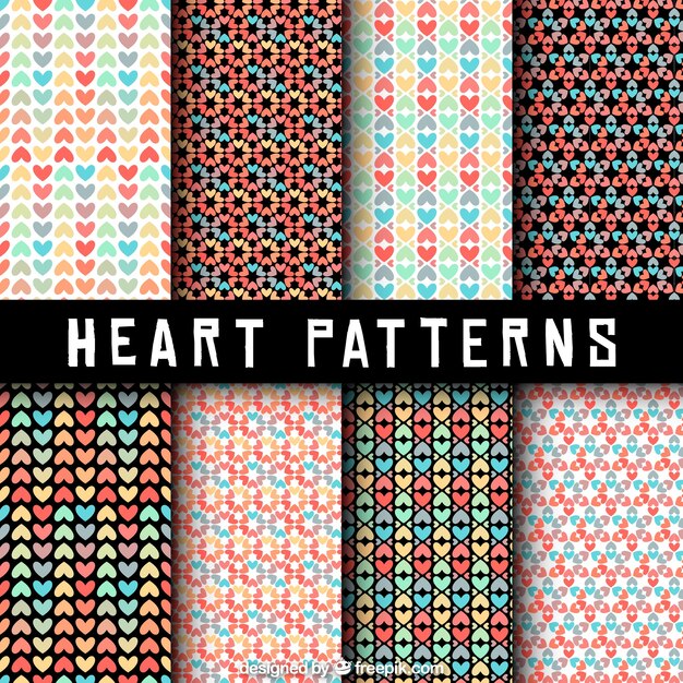 Pack of modern hearts patterns