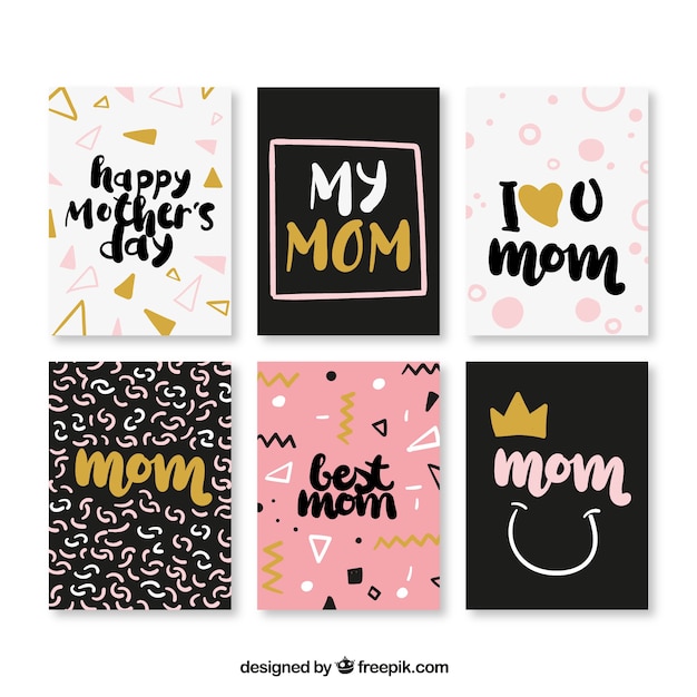 Free Vector pack of modern mother's day greeting cards